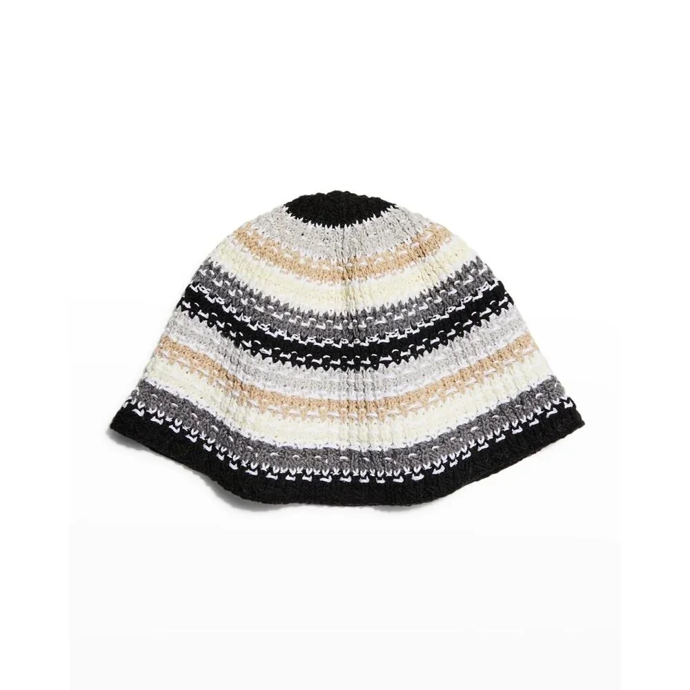 Carolyn Rowan Multicolor Striped Knit Bucket Hat Gray OS New Womens